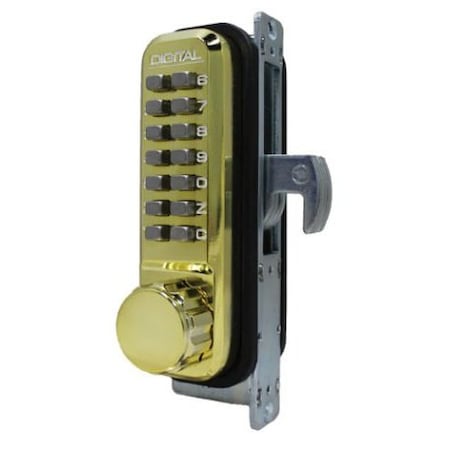 Lockey Mechanical Keyless Narrow Stile Hook Bolt Lock Double Combination Bright Brass 2950DC-BB